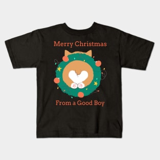 Merry Christmas from a Good Boy Holiday Welsh Corgi Butt Kids T-Shirt